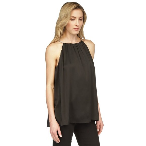 Michael Kors Women's Satin Chain Halter Top Black Size XL SALE $125 - Picture 2 of 4